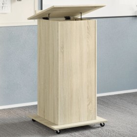 Atril con ruedas y cajón madera roble Sonoma 55x55x107 cm de , Escritorios - Ref: Foro24-848026, Precio: 129,78 €, Descuento: %