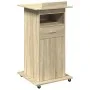 Atril con ruedas y cajón madera roble Sonoma 55x55x107 cm de , Escritorios - Ref: Foro24-848026, Precio: 141,61 €, Descuento: %