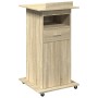 Atril con ruedas y cajón madera roble Sonoma 55x55x107 cm de , Escritorios - Ref: Foro24-848026, Precio: 129,78 €, Descuento: %