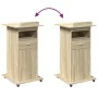Atril con ruedas y cajón madera roble Sonoma 55x55x107 cm de , Escritorios - Ref: Foro24-848026, Precio: 141,61 €, Descuento: %