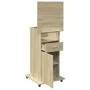 Atril con ruedas y cajón madera roble Sonoma 55x55x107 cm de , Escritorios - Ref: Foro24-848026, Precio: 141,61 €, Descuento: %