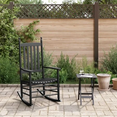Rocking chair with folding table made of solid black poplar wood by , Rocking chairs - Ref: Foro24-3281255, Price: 128,02 €, ...