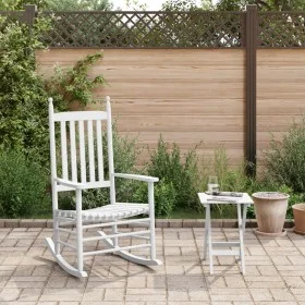Schaukelstuhl mit klappbarem Tisch aus massivem weißem Pappelholz. von , Schaukelstühle - Ref: Foro24-3281257, Preis: 150,32 ...