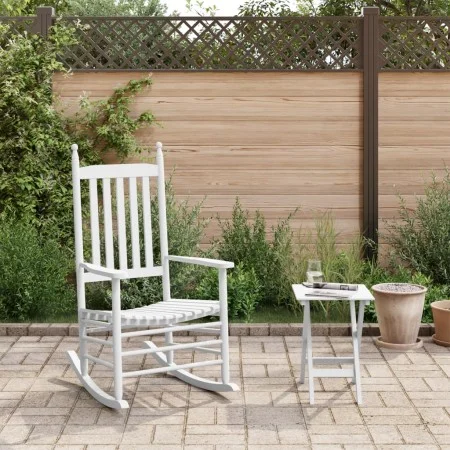 Silla mecedora con mesa plegable madera maciza de álamo blanco de , Mecedoras - Ref: Foro24-3281257, Precio: 150,32 €, Descue...