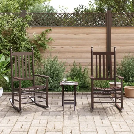 Sillas mecedoras 2 uds mesa plegable madera maciza álamo marrón de , Mecedoras - Ref: Foro24-3281591, Precio: 292,92 €, Descu...