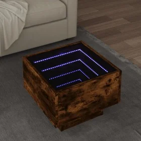Mesa auxiliar y LED madera ingeniería roble ahumado 40x40x30 cm de , Mesas de centro - Ref: Foro24-847501, Precio: 68,12 €, D...