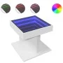 Mesa de centro con luz LED madera ingeniería blanca 50x50x45 cm de , Mesas de centro - Ref: Foro24-847560, Precio: 96,00 €, D...