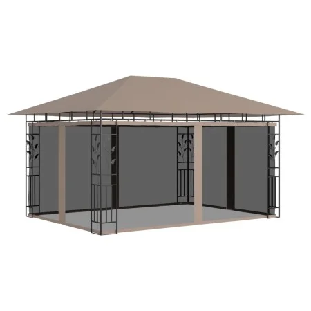 Cenador con mosquitera gris taupe 4x3x2,73 m 180 g/m² de vidaXL, Carpas y cenadores - Ref: Foro24-312252, Precio: 312,24 €, D...