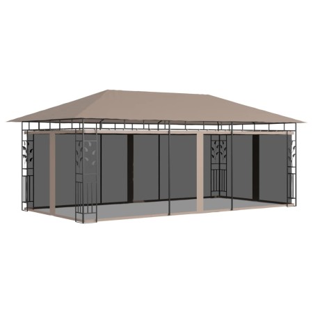 Cenador con mosquitera gris taupe 6x3x2,73 m 180 g/m² de vidaXL, Carpas y cenadores - Ref: Foro24-312253, Precio: 295,40 €, D...