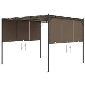 Cenador de jardín con cortina lateral gris taupe 3x3x2,25 m de vidaXL, Carpas y cenadores - Ref: Foro24-312263, Precio: 222,2...