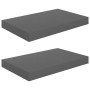 Estantes flotantes de pared 2 uds MDF gris brillo 40x23x3,8 cm en Estanterías | Comprar online en Foru.es