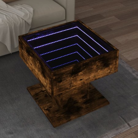Mesa de centro y LED madera ingeniería roble ahumado 50x50x45cm de , Mesas de centro - Ref: Foro24-847529, Precio: 95,61 €, D...