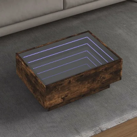 Mesa de centro y LED madera ingeniería roble ahumado 70x50x30cm de , Mesas de centro - Ref: Foro24-847515, Precio: 117,72 €, ...
