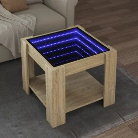 Mesa de centro y LED madera ingeniería roble Sonoma 53x53x45 cm de , Mesas de centro - Ref: Foro24-847541, Precio: 86,73 €, D...