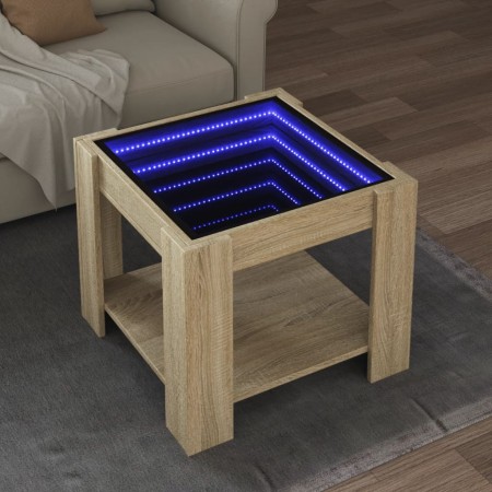 Mesa de centro y LED madera ingeniería roble Sonoma 53x53x45 cm de , Mesas de centro - Ref: Foro24-847541, Precio: 88,04 €, D...