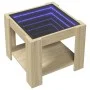 Mesa de centro y LED madera ingeniería roble Sonoma 53x53x45 cm de , Mesas de centro - Ref: Foro24-847541, Precio: 86,73 €, D...