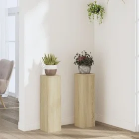 Soportes de plantas 2 uds madera roble Sonoma 17x17x60 cm de , Soportes para macetas - Ref: Foro24-852935, Precio: 46,94 €, D...