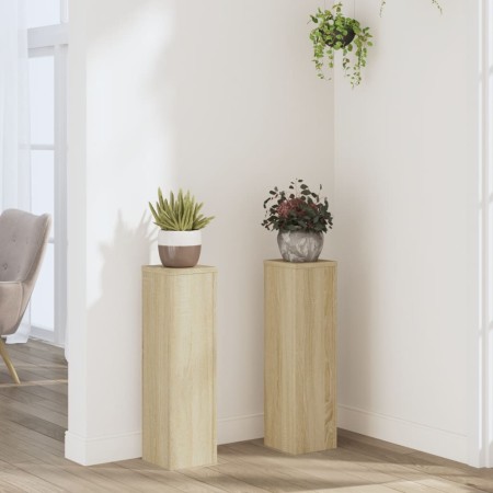 Soportes de plantas 2 uds madera roble Sonoma 17x17x60 cm de , Soportes para macetas - Ref: Foro24-852935, Precio: 39,02 €, D...