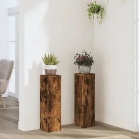Soportes de plantas 2 uds madera roble ahumado 17x17x60 cm de , Soportes para macetas - Ref: Foro24-852937, Precio: 48,39 €, ...