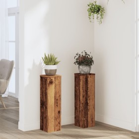 Soportes de plantas 2 uds madera roble envejecido 17x17x60 cm de , Soportes para macetas - Ref: Foro24-852940, Precio: 41,04 ...