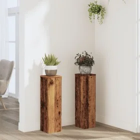 Soportes de plantas 2 uds madera roble envejecido 17x17x60 cm de , Soportes para macetas - Ref: Foro24-852940, Precio: 49,72 ...