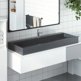 Lavabo de fundición de mineral/mármol antracita 120x46x11 cm de , Lavabos - Ref: Foro24-155986, Precio: 254,34 €, Descuento: %