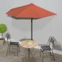 Terracotta aluminum semicircular balcony umbrella 270x144x222 cm by vidaXL, Umbrellas - Ref: Foro24-312499, Price: 131,48 €, ...