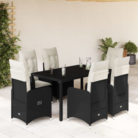 Set de mesa y sillas de jardín 7 pzas y cojines ratán PE negro de , Conjuntos de jardín - Ref: Foro24-3276991, Precio: 748,64...