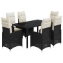 Set de mesa y sillas de jardín 7 pzas y cojines ratán PE negro de , Conjuntos de jardín - Ref: Foro24-3276991, Precio: 748,64...