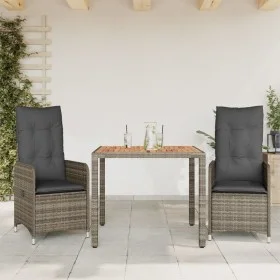 Garden table and 3-piece chair set with gray synthetic rattan cushions by , Garden sets - Ref: Foro24-3277019, Price: 325,71 ...