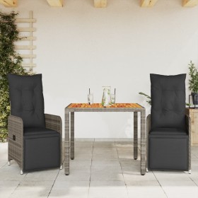 Mesita y sillas jardín 3 pzas y cojines ratán sintético gris de , Conjuntos de jardín - Ref: Foro24-3277157, Precio: 372,75 €...