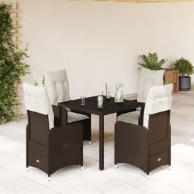 Mesita y sillas jardín 5 pzas y cojines ratán sintético marrón de , Conjuntos de jardín - Ref: Foro24-3277065, Precio: 574,02...