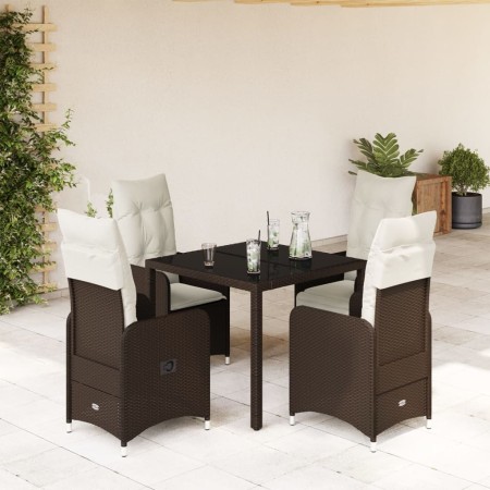 Mesita y sillas jardín 5 pzas y cojines ratán sintético marrón de , Conjuntos de jardín - Ref: Foro24-3277065, Precio: 574,02...