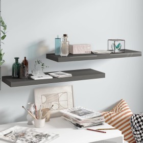 Estante flotante de pared 2 uds MDF gris brillo 80x23,5x3,8 cm en Estanterías | Comprar online en Foru.es