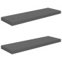 Estante flotante de pared 2 uds MDF gris brillo 80x23,5x3,8 cm en Estanterías | Comprar online en Foru.es