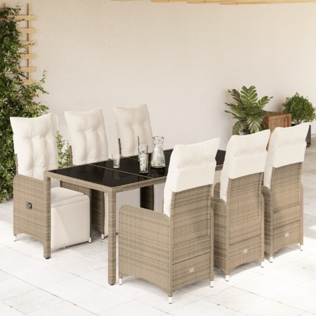 Set de mesa y sillas jardín 7 pzas con cojines ratán PE marrón de , Conjuntos de jardín - Ref: Foro24-3277213, Precio: 966,91...