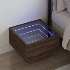 Mesita de noche con Infinity LED marrón roble 40x40x30 cm de , Mesitas de noche - Ref: Foro24-3284069, Precio: 61,43 €, Descu...