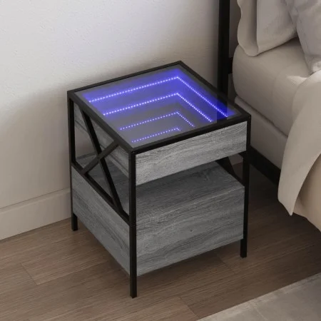 Mesa de centro con Infinity LED gris Sonoma 40x40x51 cm de , Mesitas de noche - Ref: Foro24-3284104, Precio: 89,12 €, Descuen...