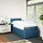 Box spring bed with blue velvet mattress 100x200 cm by , Beds and slatted bases - Ref: Foro24-3287660, Price: 345,90 €, Disco...