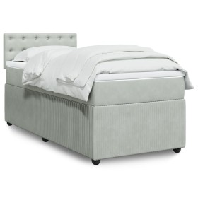 Cama box spring con colchón terciopelo gris claro 100x200 cm de , Camas y somieres - Ref: Foro24-3287674, Precio: 372,83 €, D...