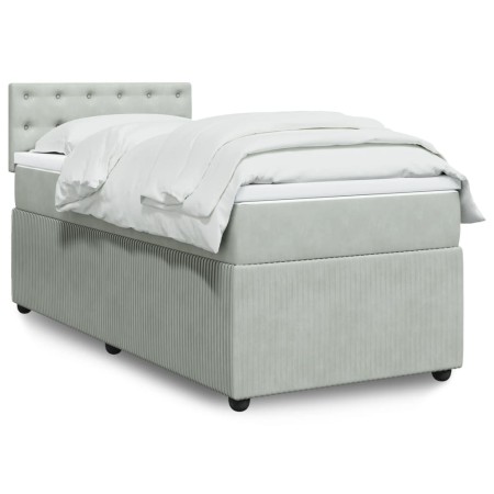Cama box spring con colchón terciopelo gris claro 100x200 cm de , Camas y somieres - Ref: Foro24-3287674, Precio: 372,83 €, D...