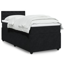 Cama box spring con colchón terciopelo negro 100x200 cm de , Camas y somieres - Ref: Foro24-3287676, Precio: 358,12 €, Descue...