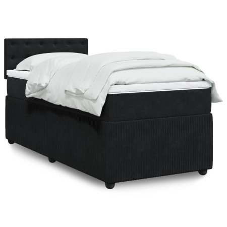 Cama box spring con colchón terciopelo negro 100x200 cm de , Camas y somieres - Ref: Foro24-3287676, Precio: 358,12 €, Descue...