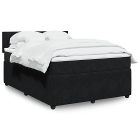 Cama box spring con colchón terciopelo negro 160x200 cm de , Camas y somieres - Ref: Foro24-3287778, Precio: 534,48 €, Descue...