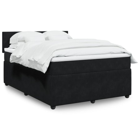 Cama box spring con colchón terciopelo negro 160x200 cm de , Camas y somieres - Ref: Foro24-3287778, Precio: 534,48 €, Descue...