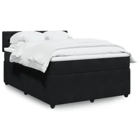 Box spring bed with black velvet mattress 160x200 cm by , Beds and slatted bases - Ref: Foro24-3287790, Price: 539,71 €, Disc...
