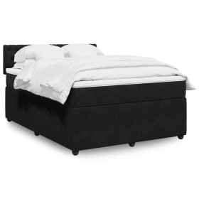 Cama box spring con colchón terciopelo negro 160x200 cm de , Camas y somieres - Ref: Foro24-3287790, Precio: 547,56 €, Descue...