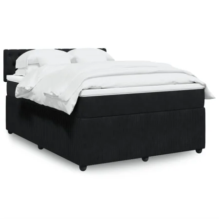 Box spring bed with black velvet mattress 160x200 cm by , Beds and slatted bases - Ref: Foro24-3287790, Price: 539,71 €, Disc...