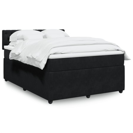 Cama box spring con colchón terciopelo negro 160x200 cm de , Camas y somieres - Ref: Foro24-3287790, Precio: 547,56 €, Descue...