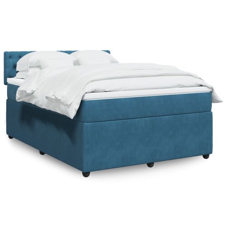 Cama box spring con colchón terciopelo azul 160x200 cm de , Camas y somieres - Ref: Foro24-3287792, Precio: 596,78 €, Descuen...